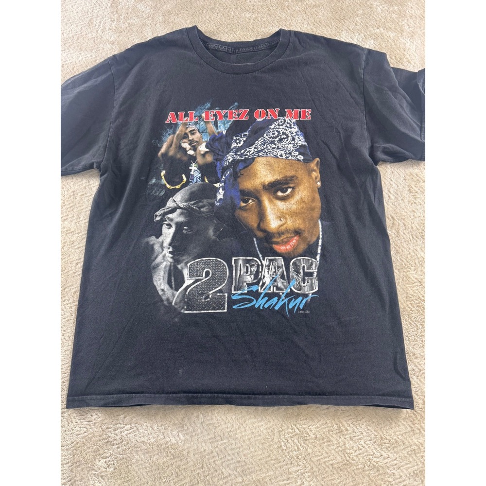 2Pac Shakur All Eyez On Me Graphic T-Shirt Mens Large Black Rap Tee 2017